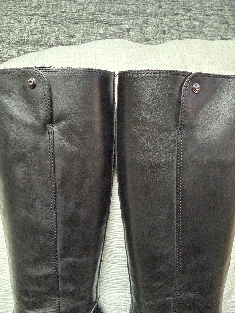 UGG Black Leather Knee-High Riding Boots - Picture 8 of 15